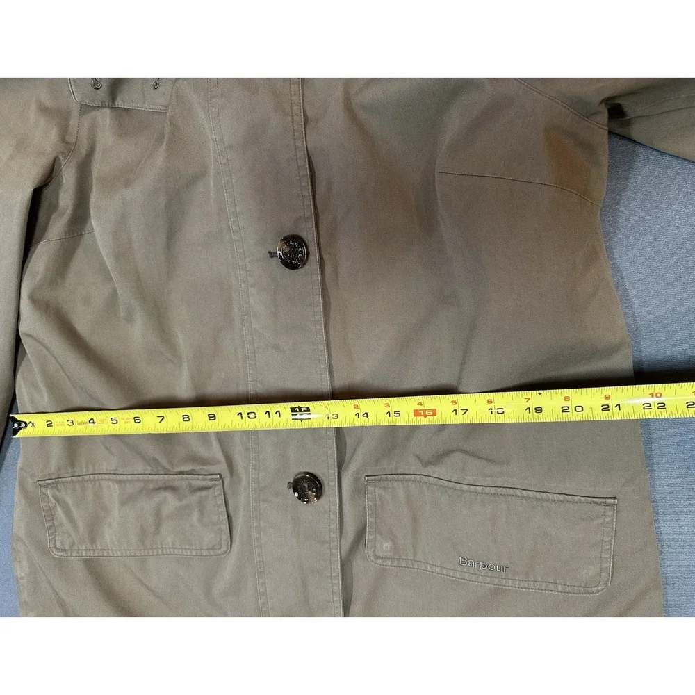 Barbour Jacket Mens Beige Lightweight Plaid Lined Hooded US Size 10 UK Size 14
